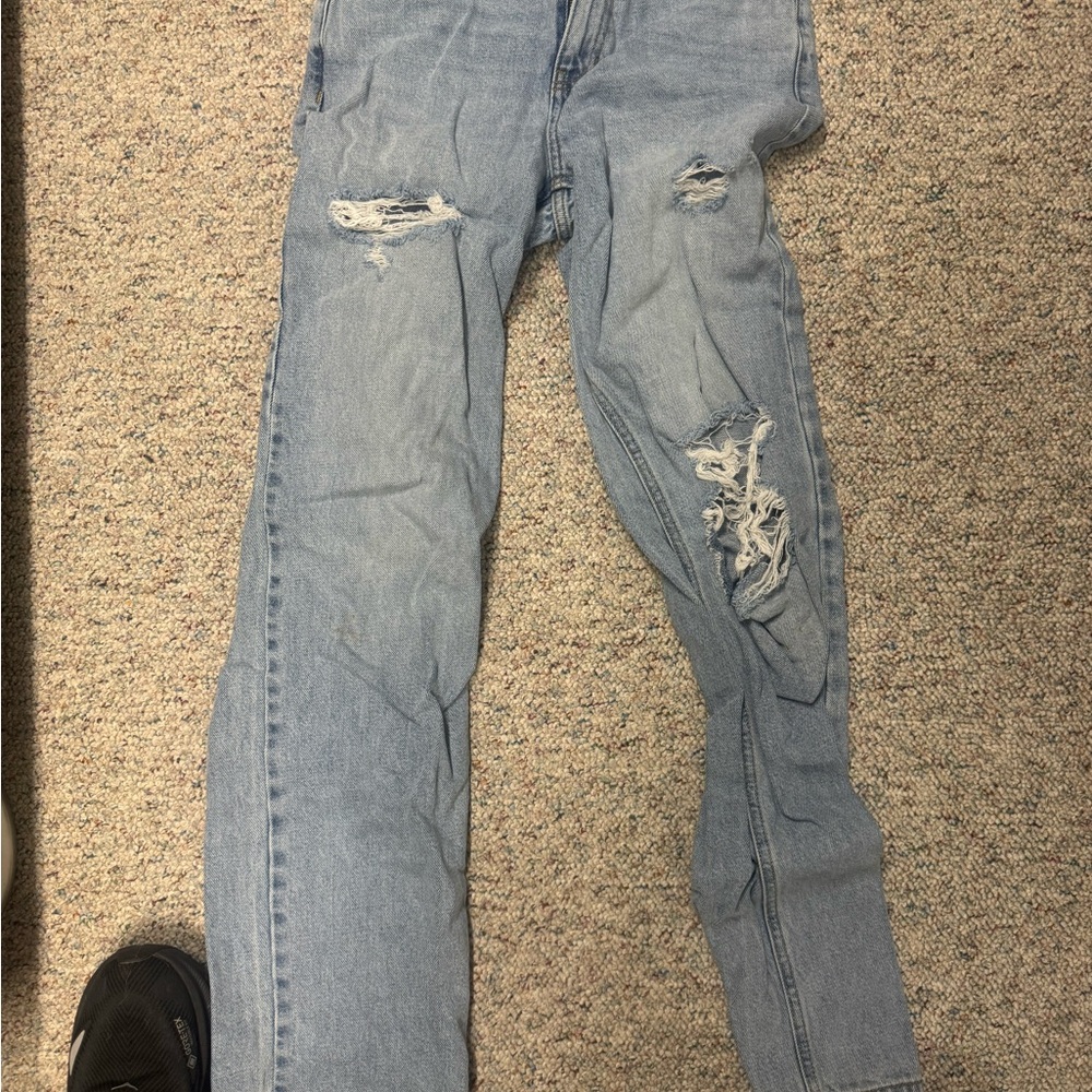 Women's Light Blue Distressed Ripped Jeans